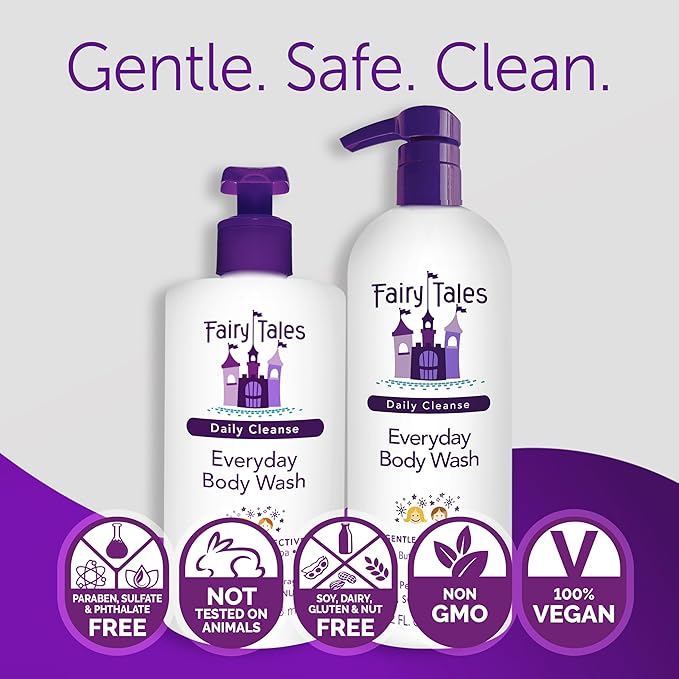 Fairy Tales Daily Cleanse Kids Body Wash | Kids Soap With Gentle, Clean Natural Ingredients | Sulfate Free, Silicone Free, Body Wash for Boys and Girls - 32 oz.