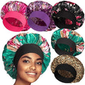 5 Pack Satin Bonnet Silk Bonnet for Sleeping Women, Hair Sleep Bonnets for Women, Wide Soft Band Large Sleep Cap for Curly Hair Braids