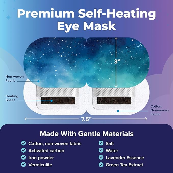 Heated Eye Mask For Dry Eyes - 15pcs Self Heating Steam Eye Mask - Warm Compress For Eyes - Warming & Ready To Use For Sleep & Relaxation - On-The-Go Warm Eye Compress For Dry Eyes Travel Essentials