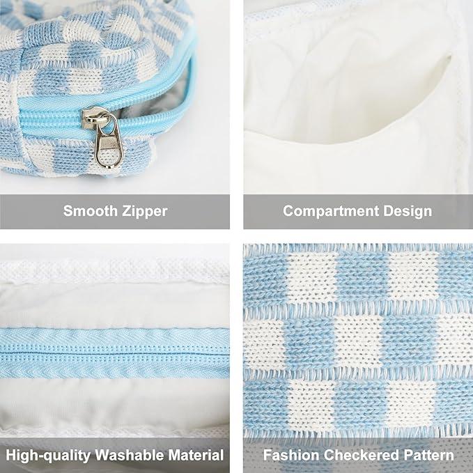 Sanitary Napkin Storage Bag, Menstrual Pad Zipper Bag Checkered Portable Period Bag Panty Liners, Tampon Storage Pouch for Women Ladies Daily Use Storage Purse Travel
