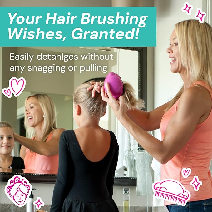 Knot Genie Detangling Hair Brush for Kids (Mystical Cloud) | Perfect Detangling Brush for Curly Hair, Gently Separate Tangles, Leaves Hair Smooth and Shiny | The Pain-Free Knot Detangler