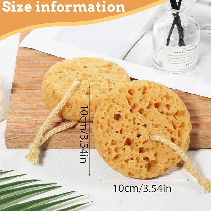 Bath Sponges for Shower, 2 Pcs Round Shower Sponge Soft Loofah Exfoliating Sponge Body Scrubber for Women Men Home Bathroom Face Body Washing Bathing Deep Cleansing