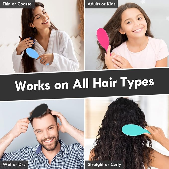 Air Cushion Detangling Hair Brush - 4 Pack Detangler Hairbrush with Ultra Soft Bristles for Effortless Tangle Removal - For Wet Dry Damaged Curly Hair for Women Men Boys Girls Kids - Green