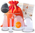 Facial Cupping Set – 4 Silicone Cups for Face, Neck & Body + Konjac Sponge & Guide – Lymphatic Drainage, Anti-Aging, Puffiness Reduction, TMJ Relief & Cellulite Massage – Medical-Grade Silicone