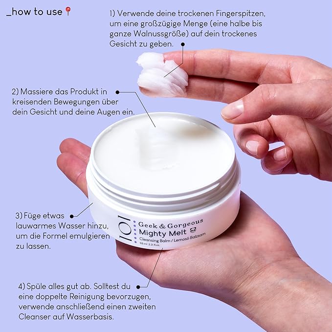 Geek & Gorgeous – Mighty Melt Cleansing Balm – Removes Waterproof Makeup & Sunscreen – Gentle for All Skin Types – 3.31 oz