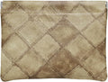 Denim Brown PU Leather Makeup Pouch Set for Women Small Checkered Make Up Bag for Purse Waterproof Initial Makeup Cosmetic Bags Pouches for Purse Aesthetic Travel Toiletry Bag,