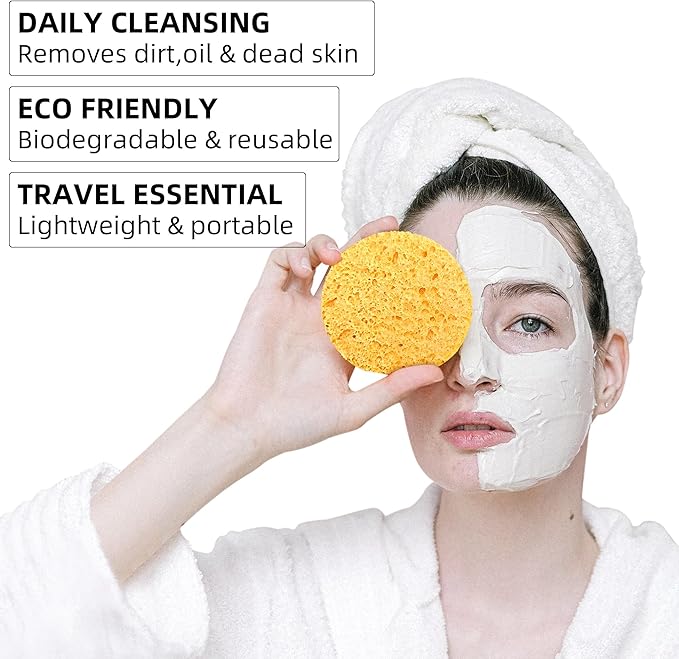 120-Count Compressed Facial Sponges|Kickleen 100% Natural Cellulose Cosmetic Spa Sponges for Daily Facial Cleansing|Makeup And Mask Removal|Exfoliating|Skin Massage|Pore Exfoliation (120Count(Yellow))