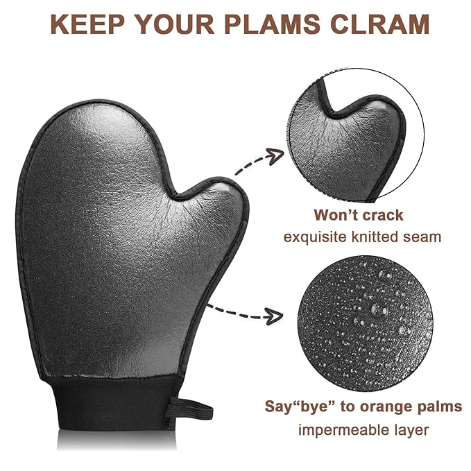 2 in 1 Tanning Mitts Self Tanner Mitt Applicator Self Tanning Mitt and Brush,Tanning Gloves for Self Tan Mitt Applicator Kit Self Tanner Brush Self Tanning Kit for Lotion,Sunless,Spray Tan,Face,Body