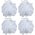60g/pcs White Mesh Bath Sponge Pouf Shower Loofahs Shower Puff Pack of 4 (White)