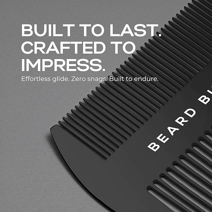 Beard Butler® 'The Original' Metal Wallet Comb – Slim Credit Card Beard & Mustache Comb for Men – Portable Stainless Steel – Fits in Wallet or Pocket – Perfect Beard Gift - Black