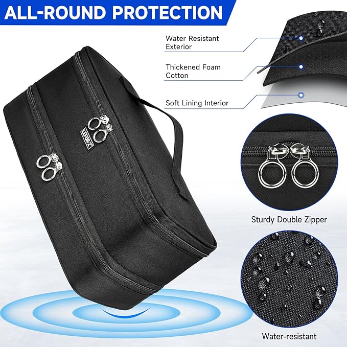 Travel Carrying Case Compatible with Shark Flexstyle/FlexFusion/Hair Dryer,Double-Layer Hair Hot Tools Storage Bag Fits for Dyson Airwrap Styler/Supersonic Hair Dryer and Attachments,Black-Bag Only