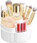 Masirs Small 360 Rotating Makeup Organizer - Mini Yet Spacious Cosmetic Storage Solution with Multiple Compartments - The Perfect Spinning Make-Up Caddy for Vanity or Bathroom Counter (Round - White)