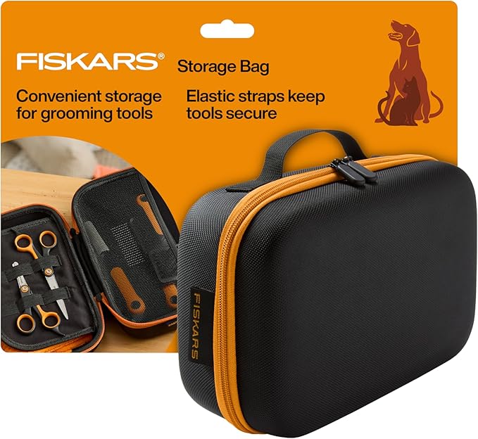 Fiskars Pet Grooming Tool Storage Bag, Durable Organizer with Elastic Straps, 10.25" x 4" x 7"