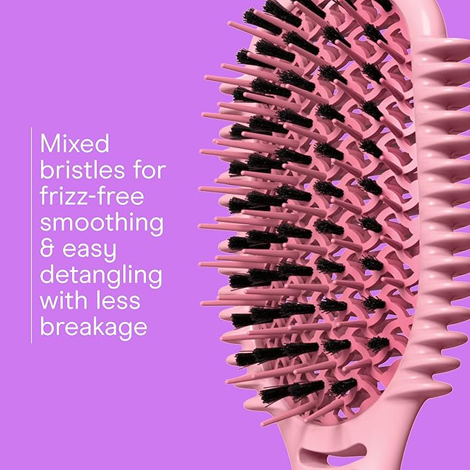 Conair Curl Define Pro Hair Brush for Curly Hair, For Longer Hair with Tight Curls, Dual Vents with Continuous Grooves, Mixed Bristles for Frizz-Free Detangling, Smoothing, and Curl Definition