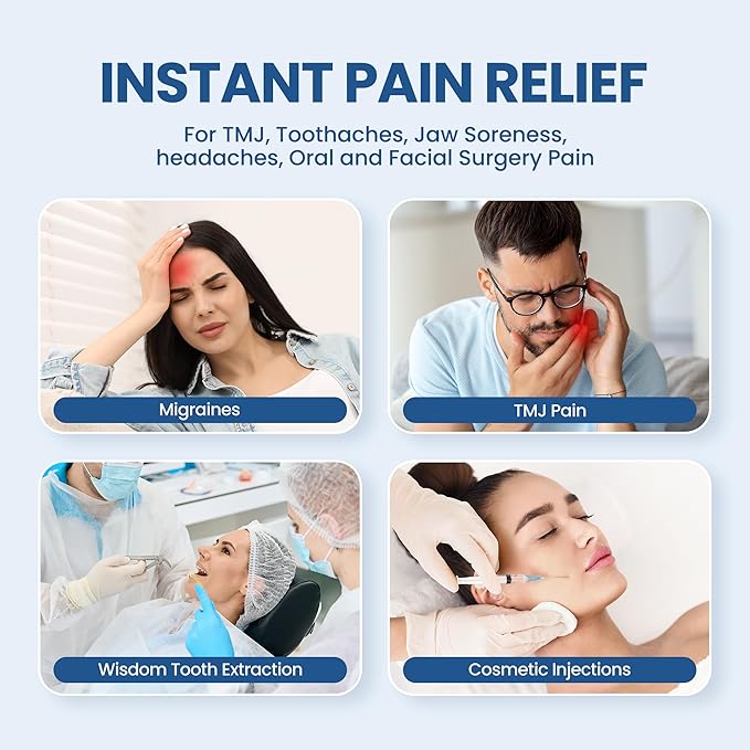 LotFancy Face Ice Pack Wrap for TMJ, Wisdom Teeth, with 4 Reusable Hot Cold Therapy Gel Packs, Pain Relief for Head, Oral and Facial Surgery, Dental Implants, Blue