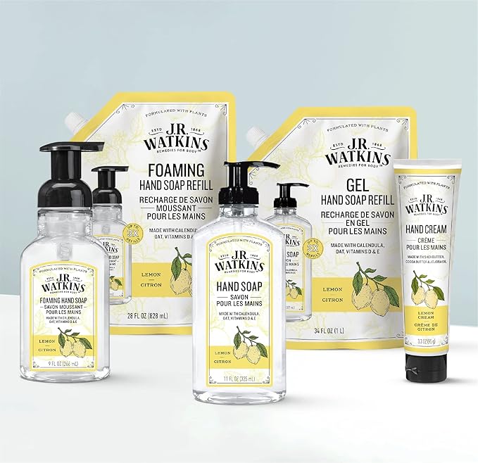 J.R. Watkins Foaming Hand Soap with Pump Dispenser, Moisturizing Foam Hand Wash, Alcohol-Free, Cruelty-Free, Citron, 9 fl oz, 3 Pack
