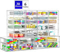30 Drawers, Acrylic Desk Makeup Organizer, Plastic Drawers Organizer, Stackable Storage Solution for Makeup, Dresser, Office, Bathroom Clear Plastic Craft and Bead Storage Cabinet