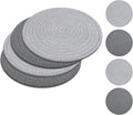 SHACOS 8 Inches Trivets for Hot Dishes, 4 Pieces Heat-Resistant Trivets Mats for Kitchen, Cotton Pot Holders for Hot Pots and Pans, Hot Pads for Countertops and Table, Gray and Light Gray