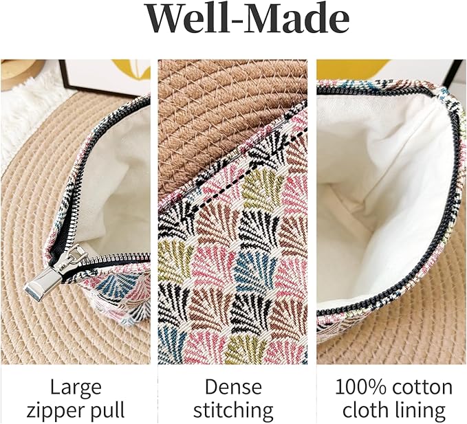 Diamond-Shaped Makeup Bag for Women,Travel Make up Bag with Zipper Lining, Canvas Makeup Pouch for Purse, Cosmetic Pouch for Toiletry, Cosmetic, Sunscreen, Hygiene, Skincare, SPF, Medicine, Sunblock