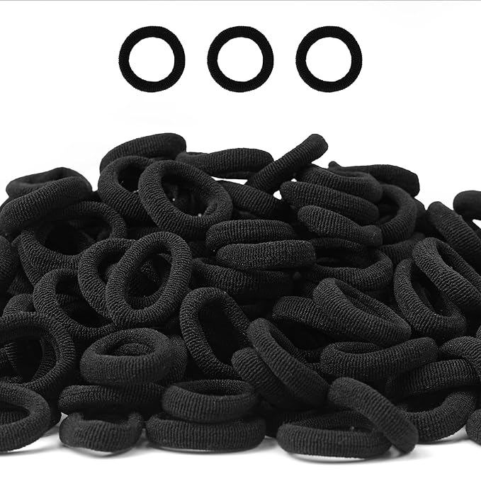 CÉLLOT Baby Hair Ties, Black Nylon Toddler Hair Ties for Girls, Kids Seamless Hair Bands, Girls Elastic Ponytail Holders, Diameter 0.8 Inch