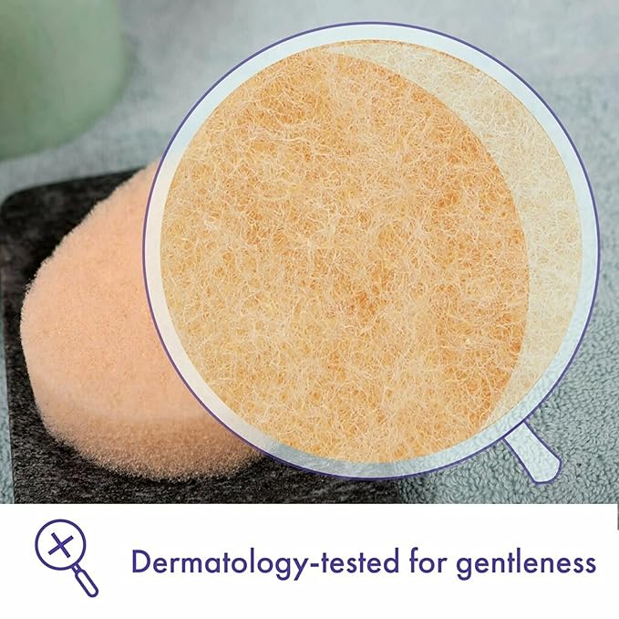 Buf-Puf Gentle Facial Sponge, Dermatologist Developed, Removes Deep Down Dirt & Makeup That Causes Breakouts and Blackheads, Reusable, Exfoliating, 3 Count