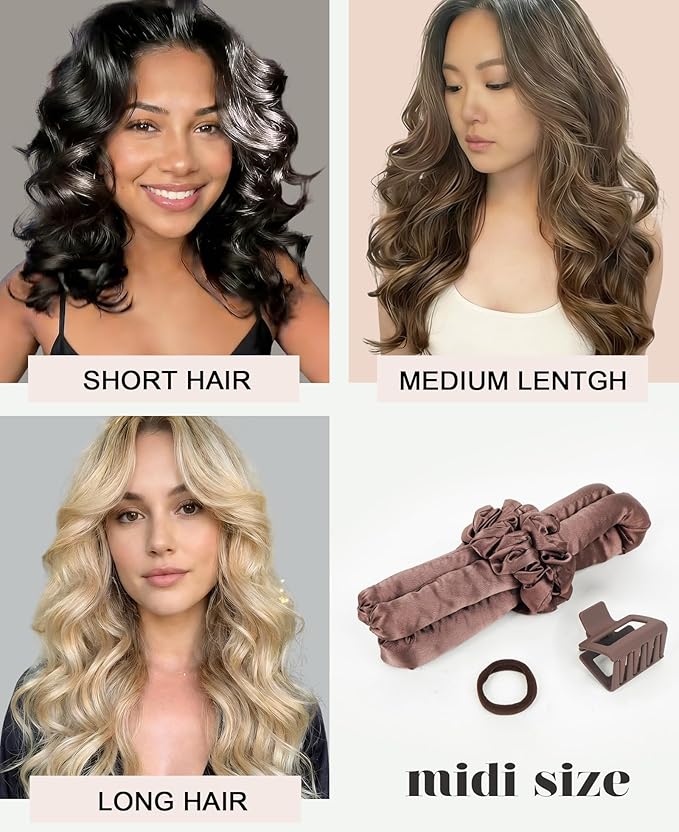 Small Heatless Curls Overnight Hair Curlers Rollers for Short Medium Hair to Sleep in, No Heat Curls Overnight Blowout Flexi Rods, Satin Heatless Curlers Curling Set for Fine Thin Hair