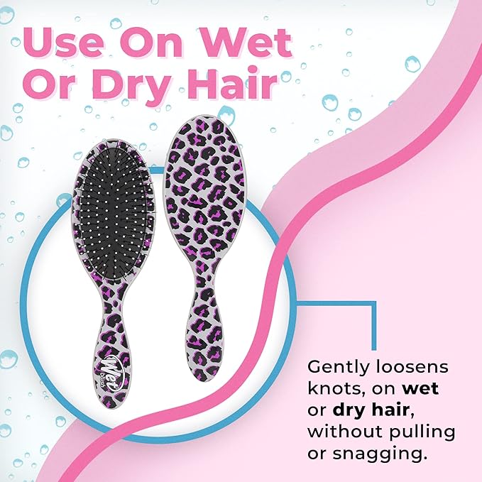 Wet Brush Original Detangler Brush - Pink Leopard, Safari - All Hair Types - Ultra-Soft Bristles Glide Through Tangles with Ease - Pain-Free Comb for Men, Women, Boys & Girls (Pack of 2)