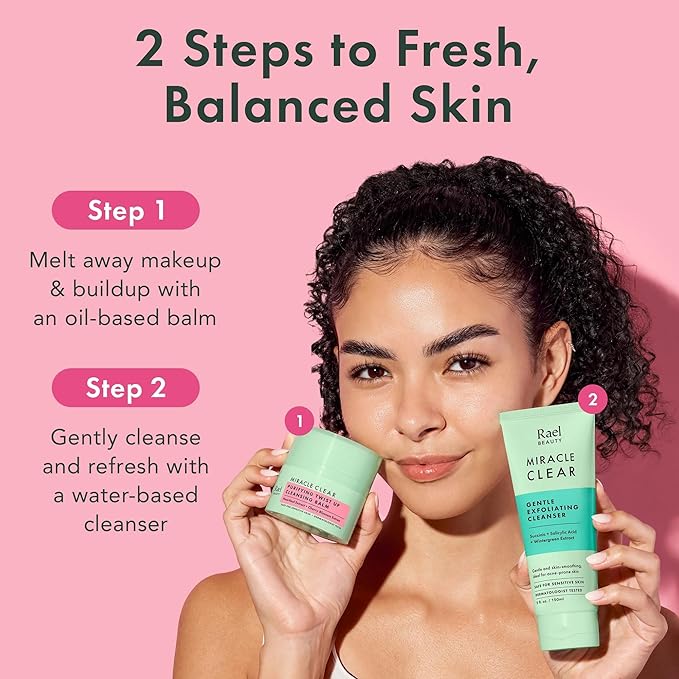 Rael Miracle Clear Facial Cleanser – Makeup Remover, Daily Face Wash, Gentle Deep Pore Cleansing Korean Skin Care for Oily & Combination Skin (Cleansing Balm, 1.69 fl. oz)