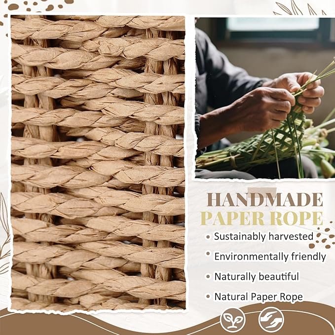 Chengu Scallop Tissue Box Cover, 5.9 Inch Paper Rope Rattan Square Boho Decorative, Woven Facial Tissue Holder, Creative Desktop Storage Ornament for Living Room, Bathroom, Toilet and Study