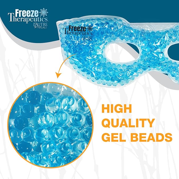 USA Merchant - 2 Redesigned Therapeutic Spa Gel Bead Eye Masks - Hot/Cold Reusable Ice Packs with Flexible Beads - Compress Therapy for Puffy Eyes, Dark Circles, Headaches, Migraines, Stress Relief