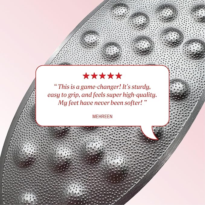 Onyx Professional Double Sided Foot Polisher - Dual Action, Polishing Side, Buffing Side, Stainless Steel, Works on Wet or Dry Feet, Comfortable Grip Handle