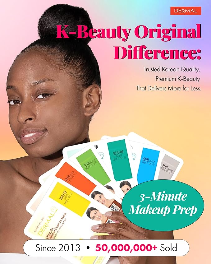 DERMAL 39 Combo Pack Made in Korea Facial Mask – 20+ Years of K-Beauty Experience, Premium Quality Korean Sheet Masks for Daily Skincare Routine