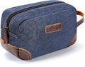 emissary Men's Toiletry Bag, Leather and Canvas Travel Toiletry Bag, Dopp Kit for Men, Travel Bathroom Bag Men's Shaving Kit, Travel Kit Small Bags for Men, Shaving Bag for Travel Accessories (Blue)