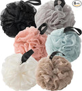 Loofah Sponges for Shower,Neutral Plus 6 Pack - Black, Gray, Beige, Khaki, Blue & Pink