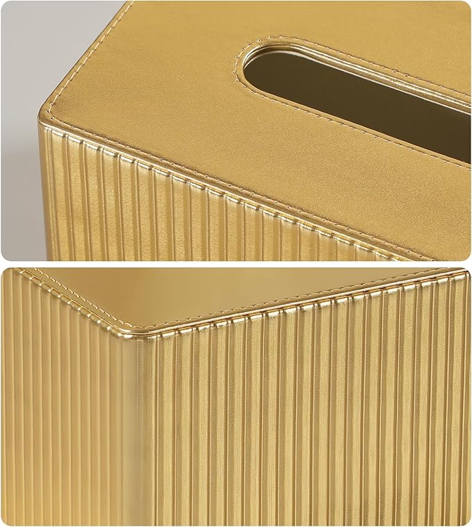 PU Leather Tissue Box Cover, Rectangle Tissue Box Holder with Magnetic Closure, Decorative Tissue Holder for Bathroom Bedroom Office (Rectangle for 180 to 230 Count Tissues)