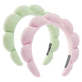 Spa Headbands - Set of 2 Terry Cloth Face Wash Headbands for Makeup Removal, Mask (Pink + Light Green)