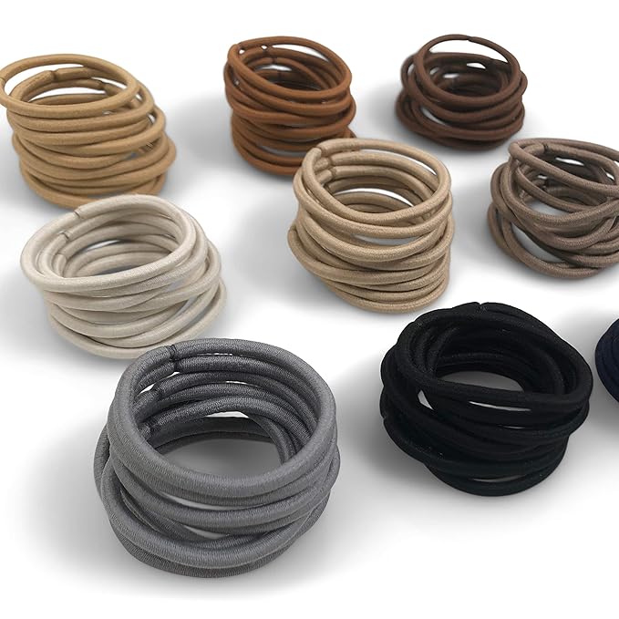 Cyndibands Elastic Hair Ties - Black - 30 Count, 4mm x 1.75 Inch Diameter Ponytail Holders