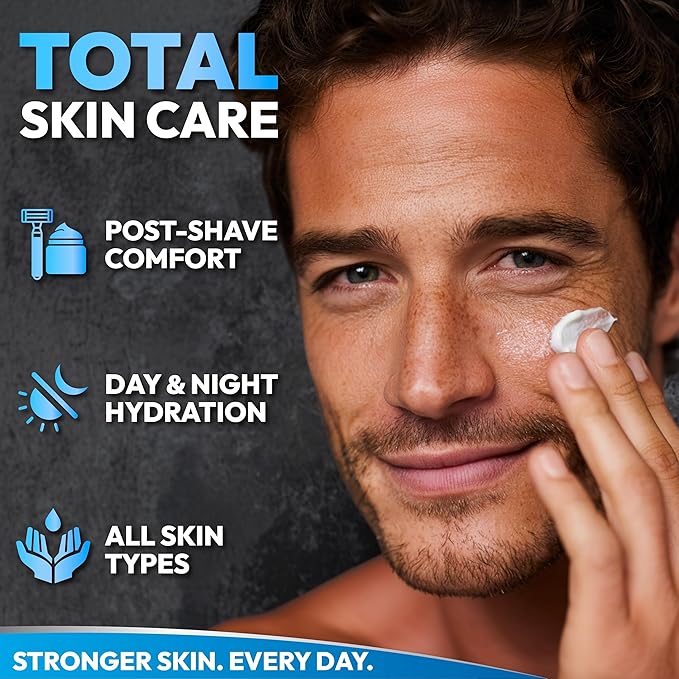 Mens Face Moisturizer Cream - Anti Aging & Wrinkle Repair - After Shave Lotion for Men with Collagen, Retinol, Peptides, Jojoba Oil - Age Facial Skin Care - Lightweight Day & Night Cream - 4.2 OZ