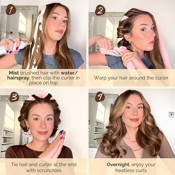 YANIBEST Heatless Hair Curler to Sleep in, Overnight curls headband, No Heat Hair Curler Set with Hair Clip Scrunchies for Styling