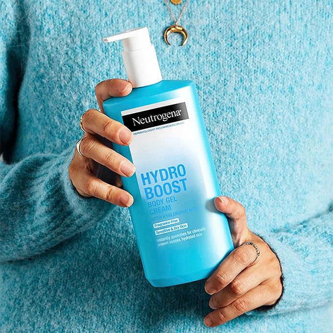 Neutrogena Hydro Boost Body Gel Cream,Hydrating Body Lotion with Hyaluronic Acid for Sensitive Skin,Fragrance-Free Hyaluronic Acid Moisturizer,16 oz,(Pack of 4)