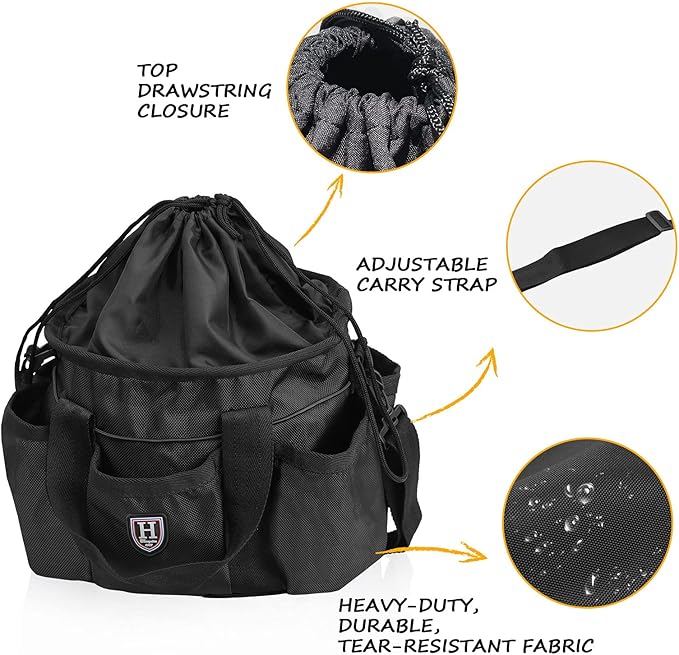 Harrison Howard Premium Multipurpose Durable Horse Grooming Organizer Bag Cleaning Supply Tote Bag-Mars Black