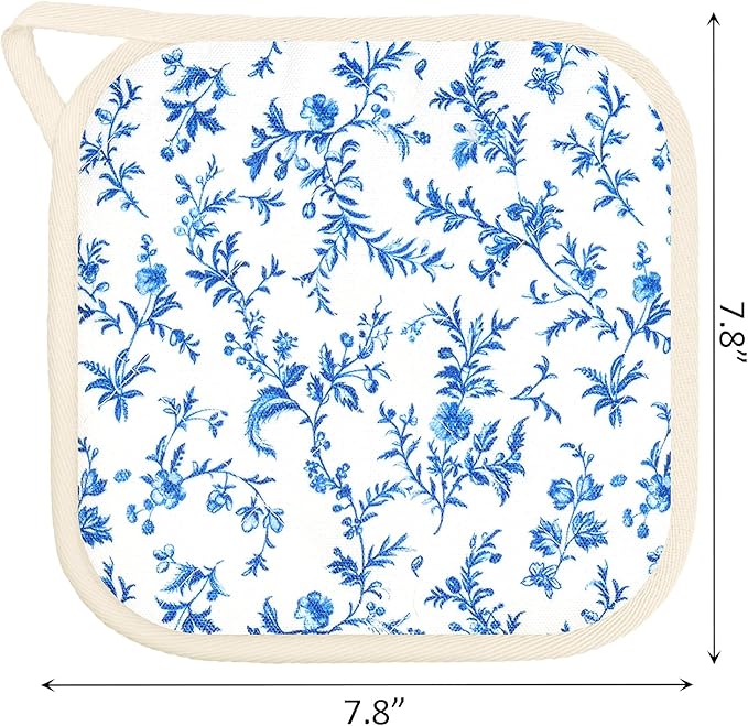 6 Pack Pot Holders 100% Cotton Heat Resistant Potholder, Machine Washable Pot Holder, Hot Pads, Table Pads for Cooking Baking (U)