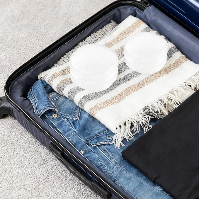 2 Pcs Portable Cotton Round Holder, Plastic Lightweight Cotton Round Dispenser, Small White Transparent Cottons Pads Holder for Makeup Remover Cottons Balls Powder Puff Floss Balls Beads Small Items