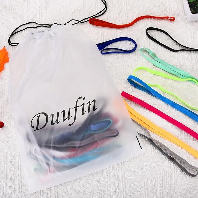 Duufin 20 Pieces Elastic Headbands Non Slip Sport Headband Colorful Hair Bands Workout Headband Sweatband Fashion Yoga, Running Elastic Sports Headbands for Women, Men and Girls, 14 Colors