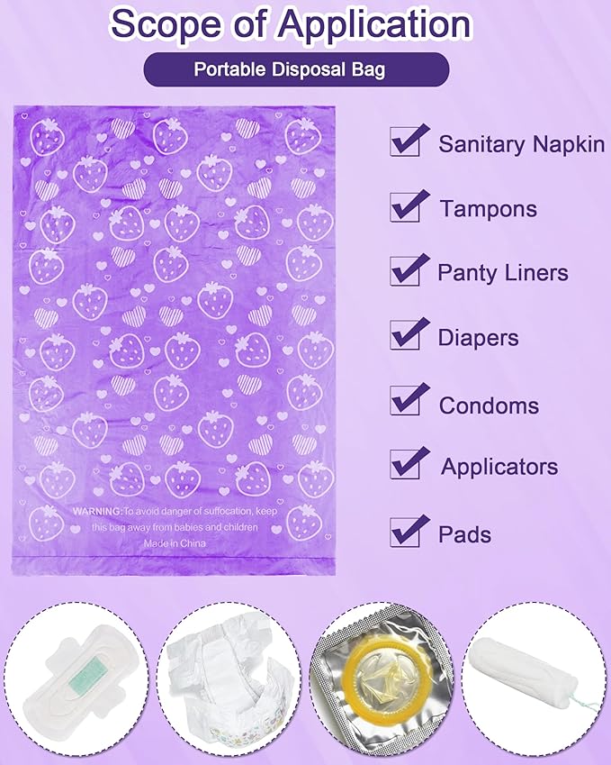 150 Pcs Sanitary Napkin Disposal Bags, ArtCute Mini Disposable Sanitary Bag Personal Care Tampons Disposal Trash Bag for Sanitary Women Privacy Handling Disposable Diaper Bags