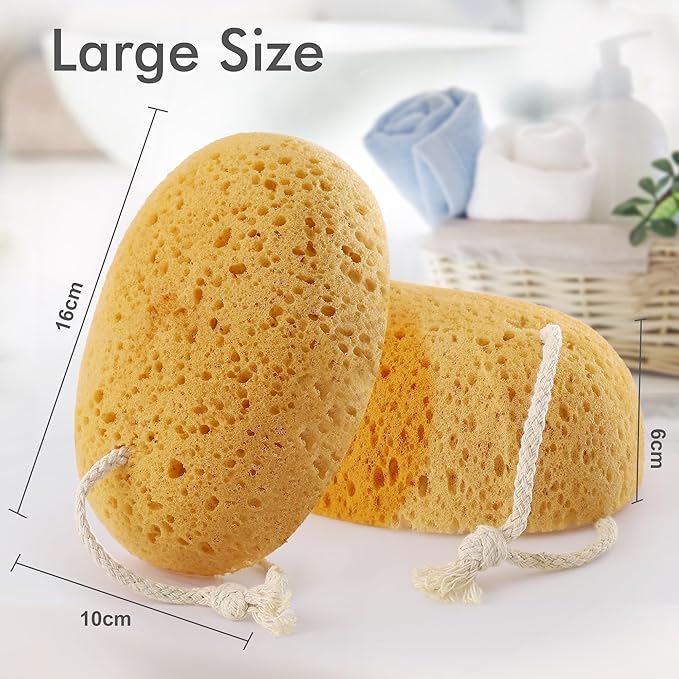 Bath Sponges for Shower, Azymi 4-Pack Sponge Bath for Women Men, Exfoliating Sponge Body Puff with Dense Foam for Gentle & Deep Cleansing, Ultra-Soft for Sensitive Dry Skin