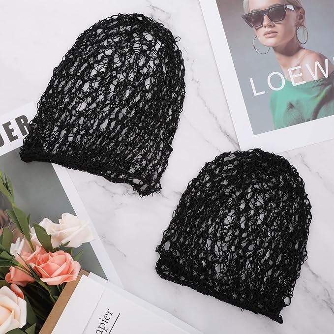 Mesh Rayon Knit Snood Hat Crochet Hair Wraps Sleep Cap Large Hair Cover Ornament Accessory