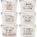 Chengu 6 Pcs Floral Cosmetic Bags Inspirational Gifts for Women Believe in Yourself Motivational Quotes Flower Canvas Makeup Bag for Women Birthday Friend Teacher Graduation New Year Party