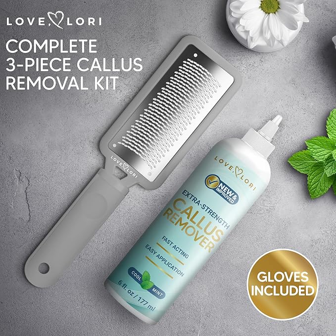 Foot Callus Remover Kit - Foot File & Callus Gel Feet Scrubber Dead Skin Scraper Bundle, 6oz