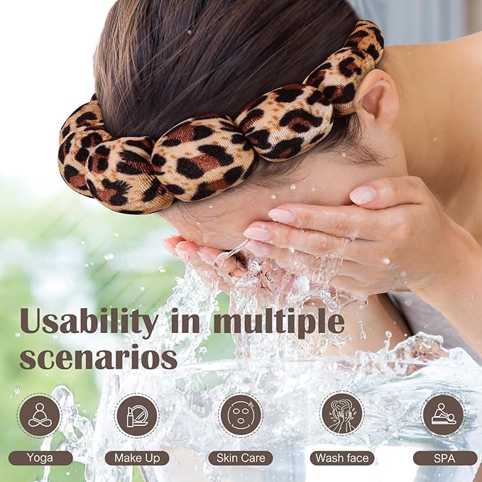Spa Headbands for Washing Face or Facial, Set of 2 Skincare, Terry Cloth Headband Wash Headband Combo Pack - Puffy Makeup Headbands for Face Washing, Mask, Skin Treatment